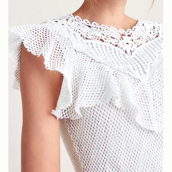 Ranna Gill Anthropologie Mesh White Peplum Top NWTs size medium - Picture 2 of 11